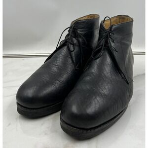 VTG Leon Mexico Chukka Boots Pebbled Leather Black Gumlite Lace Up Ankle 11